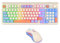 Lancoon Combo tastiera e mouse cablato a 94 tasti con manopola del volume, mouse ergonomici con luce colorata, pulsanti laterali, DPI regolabile per PC, laptop, tablet, computer e ufficio (blu)