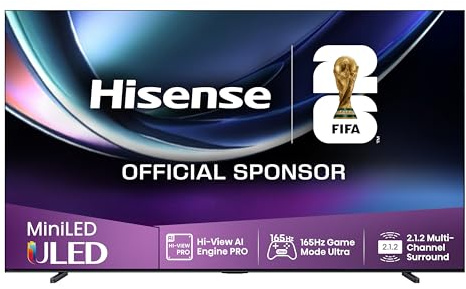 Hisense 100U7Q Pro Fernseher 100 Zoll, 4K Mini LED, Smart TV, Hi-View AI Engine Pro, 165Hz Game Mode Ultra, FreeSync Premium Pro, 2.1.2 ch. Surroundsound, Dolby Vision IQ Atmos, Sprachsteuerung [2025]