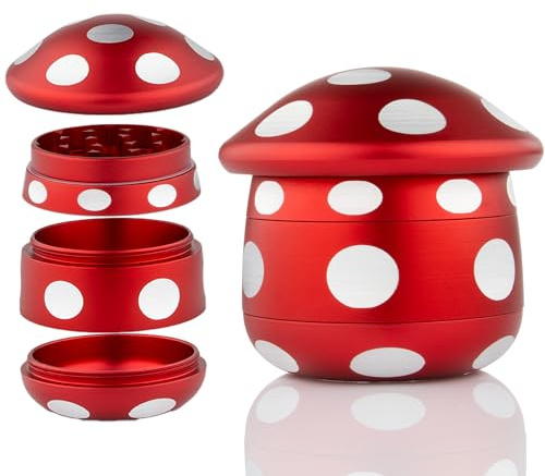 Viberium Grinder Metalico 45 mm - Herb Grinder Metal, 4 Piezas, Spice Crusher Hierba, Aluminio Crusher Grande, Molinillo XXL, Rojo
