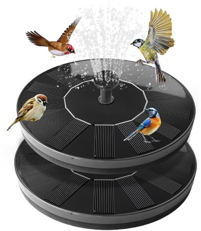 2 Stück Solar Springbrunnen für Außen, 16cm Solarbrunnen Teichbrunnen mit 4 Düsen, Solar Wasserpumpe Schwimmender Brunnen Pumpe für Draussen Teich Pool Garten Vogeltränke Wasserspiel
