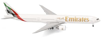 Herpa modellflygplan Emirates Boeing 777‑300ER – nya 2023-färger, miniatyr i skala 1:500, samlarobjekt, flygplansmodell utan stativ, metall
