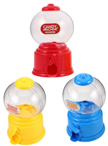 PRETYZOOM 3piezas Mini Máquina De Dulces De Plástico Máquina Dispensadora De Chicles Para Escritorio Organizador De Dulces Manual Para Fiestas De Cumpleaños