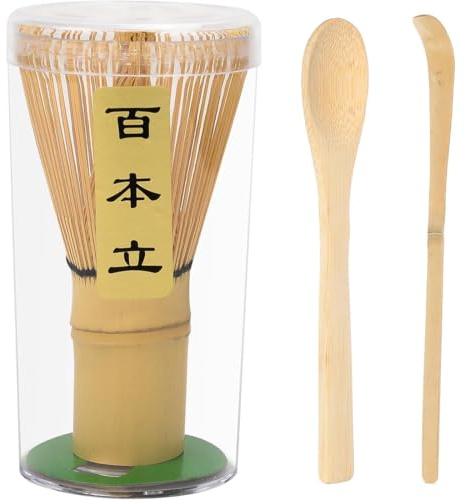 EJRUP 3 Pezzi Kit Matcha Set di Accessori Matcha,Frusta Matcha Naturale, Cucchiaio di Bamboo Pala Portafrusta,Frusta di bambù per il tè Matcha,per la Preparazione Tradizionale Del tè Matcha