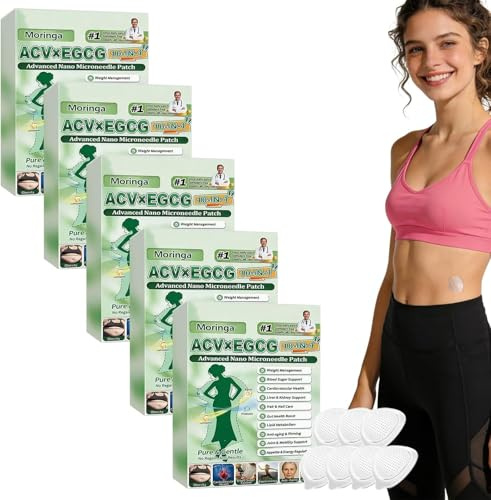 5 Scatole Moringa Cerotti Dimagranti Moringa ACV×EGCG 10 in 1,Dimagrante con Microaghi, Ingredienti Naturali, Bruciano Rapidamente i Grassi, Stimolano il Metabolismo, per Uomini E Donne (5 Scatole)