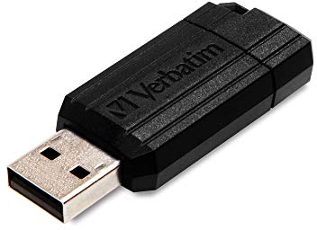 Verbatim PinStripe USB-Stick 64GB, USB 2.0, USB Speicherstick, für Laptop Notebook Ultrabook TV Autoradio, USB 2.0 Stick, Datenstick mit Schiebemechanismus, schwarz