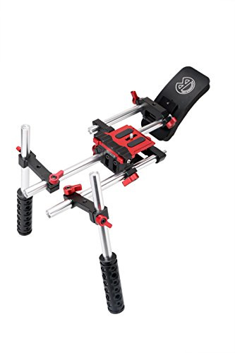 Socom Dual Grip Video Stabilization Shoulder Rig Filmmaker kit w/ 15mm Rail System and Comfortable Soft Rubber Shoulder Pad for BMPCC, DSLR Sony Canon Nikon Cameras Video Camcorders