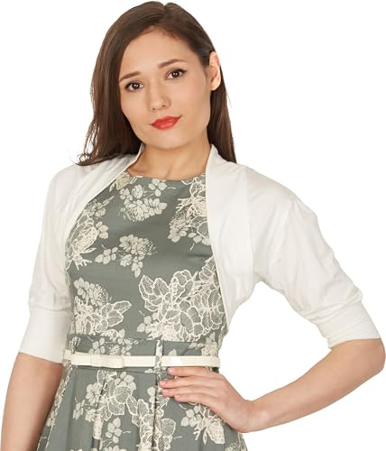 BlackButterfly Women's Half Sleeve Shrug | Open Front, Pull-On, No Fastenings, Elbow-Length Sleeves, Fitted Cuffs, High Stretch, Sizes S-XXL