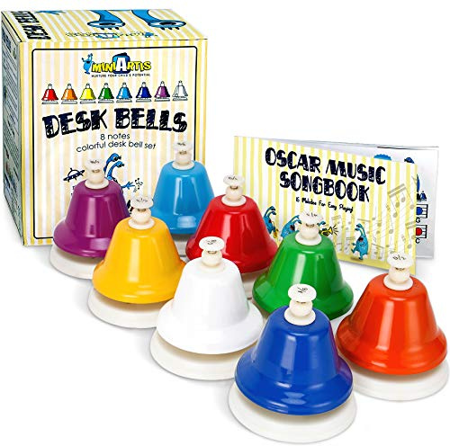 MINIARTIS Desk Bells for Kids | Educational Music Toys for Toddlers 8 Notes Colorful Hand Bells Set | Kids Musical Instrument with 15 Songbook | Great Birthday Gift for Children