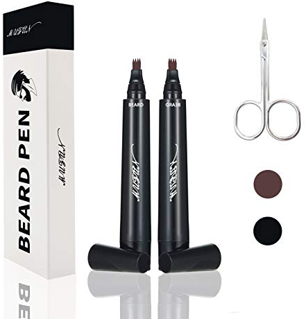 2PCS Beard Pencil Filler for Men - Sweat Proof, Water Resistance, Long Lasting & Natural Finish barber Pencil, Mustache Repair Shape(BROWN)