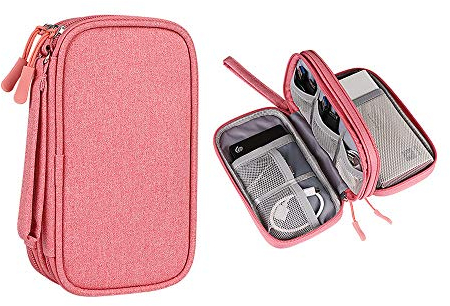 Hosoncovy Power Bank Case Elektronisches Zubehör Organizer Bag Kabel Organizer Bag USB-Flash-Laufwerk Gehäuse Externes Festplattengehäuse (Rosa)