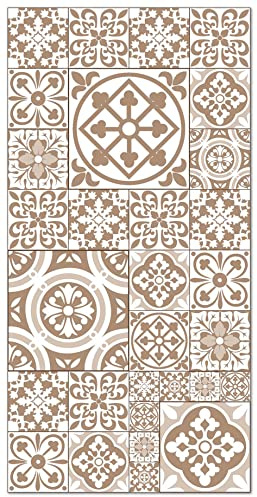 Panorama Alfombra Vinílica - Modelo Hidráulica Talavera Marrón 40x80 cm - Varios tamaños - Decoración Hogar, Cocina, Salón