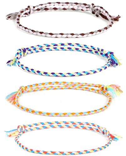 4 Stück Surfer Armband Handgewebtes Armband Lässiger Surf Style Handmade Strand Festival Accessoires Armreif Textilarmband Freundschaftsarmband