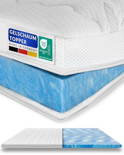 AM Qualitätsmatratzen Premium Gel Topper 150x220cm weich - Made in Germany - Gelschaum Topper 150x220 mit Lyocell Bezug & Antirutsch Funktion - Memory Foam Matratzentopper 150x220 extra hoch