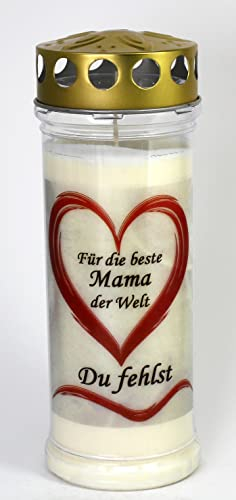 Kerzen Junglas,Grave candle mum with 7 days burning time, (3854), beautiful grave lights with motif, grave candles with lid, mourning candles with saying, cemetery candles