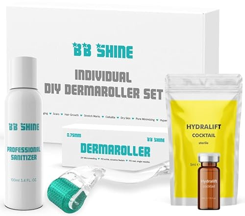 AURA Monaco | Dermaroller Set gegen Cellulite & Dehnungsstreifen – Microneedling Kit mit 5ml Serum, 100ml Sanitizer & echtem Derma Roller – Für Microneedling zuhause – Glättet Haut & stärkt Gewebe