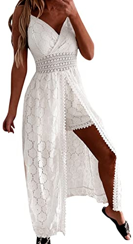Salopette en Jean Femme - Femmes Sexy Solide Dentelle Sling Cocktail Combinaisons pour Mariage sans Manches D'été Combishorts Casual Dos Évider Dames Bodys Streetwear Pyjama Adulte