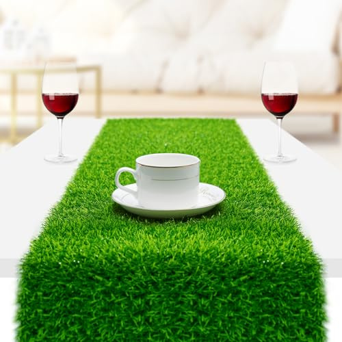 Grass Table Runner, 12 x 48 Easter Table Runner, Easte-Table- Decorations-Indoor, Fake Grass Decor: No Shedding & No Mess, Turf Table Tunner for Easter, Golf, Football, Birthday, Wedding Parties