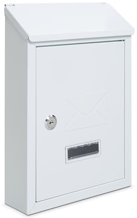 Assorted Collections Buzón de Pared, Buzón con 2 Llaves, Buzón a Prueba de Clima, fácil de Instalar 21x30x7cm (Blanco)