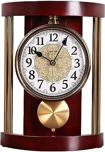 LVSEWOA Kaminuhr, geräuschlos, dekorative Kaminuhr aus Holz mit Westminster-Glockenspiel, Kaminuhr für den Kamin, Büro, Schreibtisch, Regal als Wohnzimmerdekoration