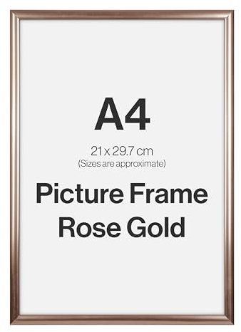 Modern Rose Gold A4 Photo Frame for A4 (21 x 29.7cm) Photos or Pictures, Plexi Glass, Freestanding or Wall Mounted Landscape or Portrait