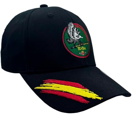 Tacro Gorra Eada Militar Española, Escuadrón de Apoyo al Despliegue Aéreo, Ejército del Aire y del Espacio, Negro, Bordado Emblema y Bandera