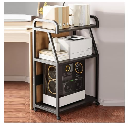 Soporte portátil para medios audiovisuales, estante de almacenamiento móvil de acero para sala de estar, sala de juegos y oficina, diseño que ahorra espacio (color 1, 52 x 40 x 99 cm)