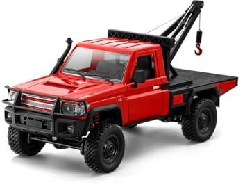 MechEdu Fjärrstyrd bil 1:12 helproportionell RC Crawler Car för vuxna, 4WD RC Crawler Car med funktionell kran, lyft- och sänkbar krok och 2 hastigheter (RTR/röd)