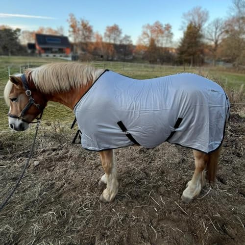 Manta antimoscas para caballos de Brama-West FlyProtect – Manta ligera contra moscas e insectos con cinturón abdominal, cierre frontal y solapa para la cola, transpirable verano (115)