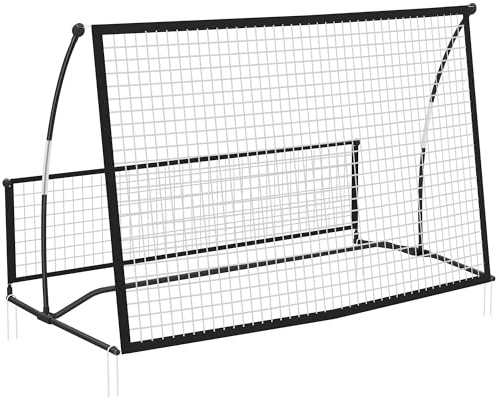 SPORTNOW Red de Rebote Plegable 2 en 1 para Fútbol 200x94x122 cm Negro