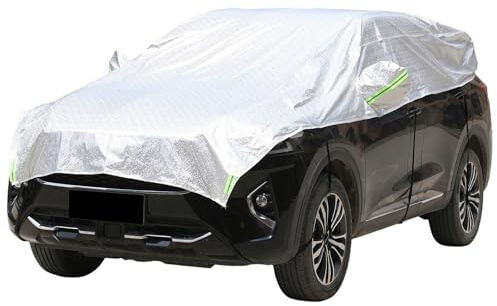 Copriauto impermeabile|Mezza copertura per auto, tessuto ombreggiante in alluminio impermeabile, coperture in materiale composito Oxford aggiornato per Suv