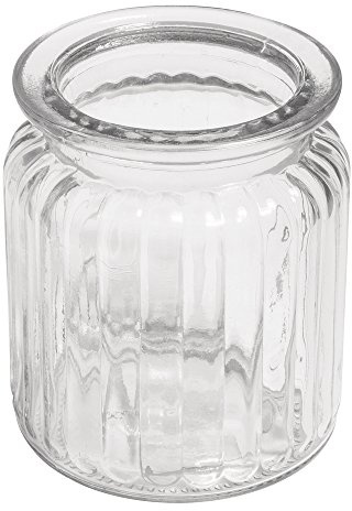 Rayher Photophore en verre blanc, transparent, 1 pce., ø5,5cm, 7,5x9 cm, 270ml, rainures verticales, intérieur, extérieur, décoration-56877000