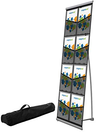 Vispronet Rollbarer Prospektständer DIN A4 Hochformat, Flyerhalter, Infoständer, Prospekthalter 300.002 (inkl. Transporttasche)