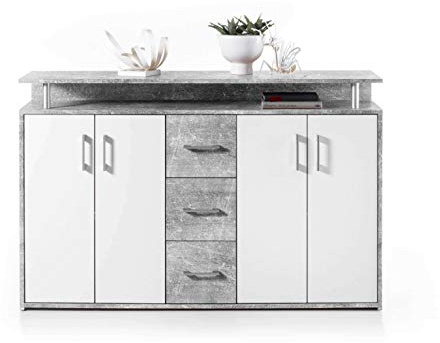 AVANTI TRENDSTORE DORO - cassettiera da ingresso, comó portaoggetti con 4 ante e 3 cassetti in legno truciolare. Dipsonibile 5 colori. Dimensioni ca. LAP 139x90x34 cm