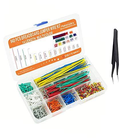 Makeronics 840 Pieces Jumper Wire Kit with 14 Lengths for Breadboard Prototyping Solder Circuits | Electronics Experiment | Arduino or Raspberry Pi or Jetson Nano | Storage Box