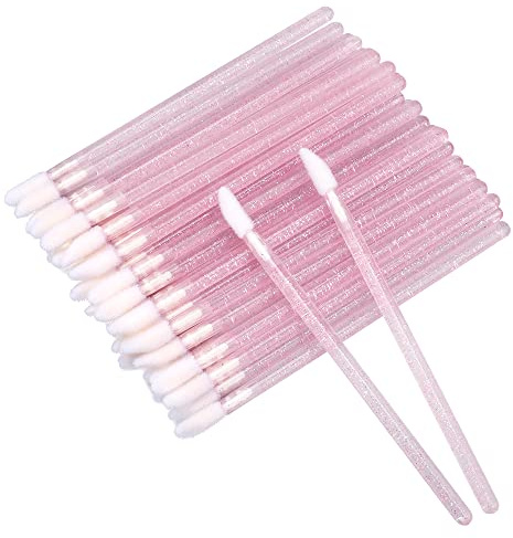 G2PLUS 300PCS Lip Brushes, Crystal Disposable Lip Brushes, Glitter Lip Gloss Applicators, Lipstick Gloss Wands Applicator Makeup Tool Kits for Lipstick and Lip Gloss (Pink)