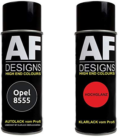 Alex Flittner Designs, Vernice Spray per Auto Trasparente Bicomponente, Set per Opel 8555 Nero Onice, Vernice di Base, 400 ml