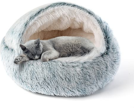 CATISM Katzenbett Flauschig Katzendecke, 50cm Gemütlich Katzenbett für große Katzenkätzchen Washbar KuscheIn Hundebett Hundehaus Weiche Bequeme Grau