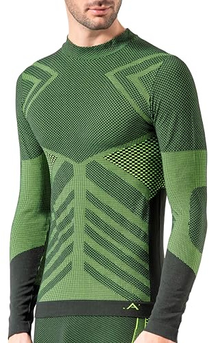 Risalti Lupetto Maglia Termica Uomo Collo Alto Energy - Maglia Tecnica Uomo Manica Lunga, Traspirante, Compressione, Intimo Termico Senza Etichette, Sci, Trekking, Running, Ciclismo - Made in Italy