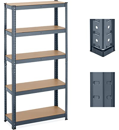 Relaxdays Schwerlastregal, 5 Ebenen, HBT 150x75x30 cm, 875 kg Tragkraft, Lagerregal, Keller & Garage, Metall, anthrazit