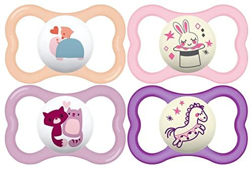 MAM Air Pacifier for Babies 16+ Months, Extra Air Flow for Sensitive Skin, Glows in The Dark, Developed with Medical Experts, BPA-Free Skin Soft Silicone, 4 Count, Made in Europe