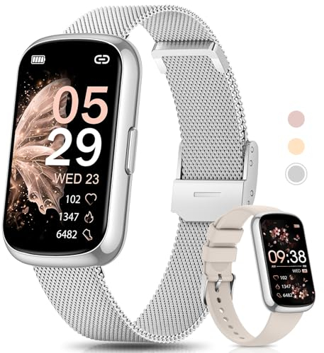 Sanorum Smartwatch Damen, 1.47 Fitnessuhr Pulsuhr SpO2 Schlafmonitor, 24 Sportmodi Aktivitätstracker, Nachricht WhatsApp Menstruationszyklus Schrittzähler Sportuhr Wasserdicht IP68 Android iOS Silber