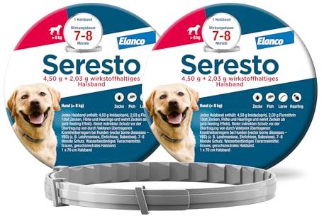 Seresto Zeckenhalsband für große Hunde ab 8kg, 8 Monate Schutz, 2 Stück