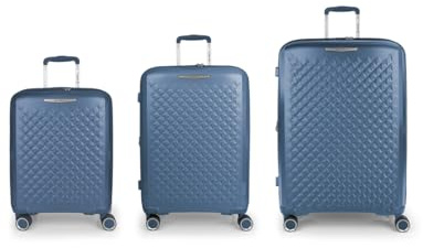 Gabol |Set di valigie (cabina, media e grande) espandibili Queens rigide con capacità fino a 224,2 l, blu