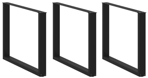 vidaXL Pieds de table à manger en U 3 pièces Noir 100 x (72-73) cm Acier