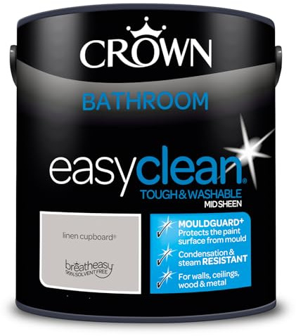 Crown Easyclean Bathroom Mid Sheen Paint 2.5L Linen Cupboard