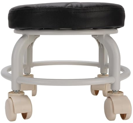 Luqeeg Low Rolling Stool, Round Black Comfortable 360 Degree Rotating Low Stool with Wheels, Rolling Garage Stool | Rolling Chair | Gardening Stool for Home Office Garage Shop