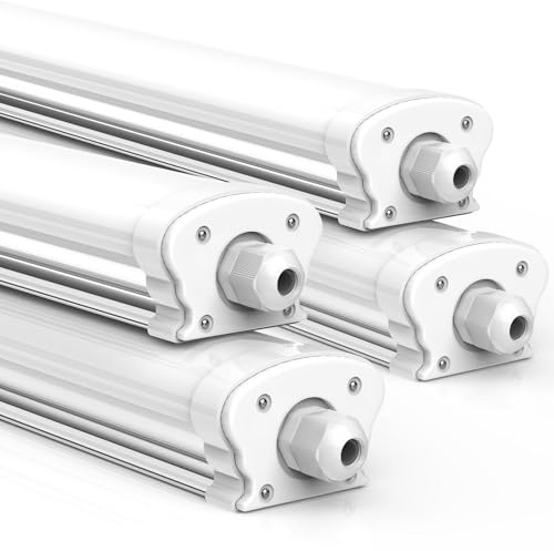 JESLED - LED Feuchtraumleuchte 120cm IP65-30W 5200 Lumen - Verknüpfbar - Kellerleuchte, Nassraumleuchte - Feuchtraum Wannenleuchte [Energieklasse C] (4000K-4P)