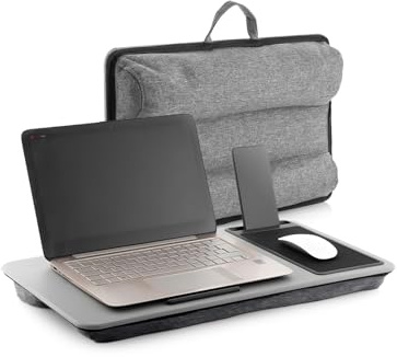 Avilia - Supporto PC Portatile XL con Cuscino Doppio, Vassoio Rigido Antiscivolo e Porta Smartphone, Ideale per Letto e Divano, con Tappetino Mouse Integrato, Perfetto per lo Smart Working