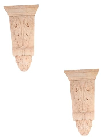 DIYEAH 2pcs European Style Wooden Corbel Carved Solid Wood Decorative Roman Column Accent for Home Decor Durable Sturdy Material Easy to Install for Garden Bedroom Office