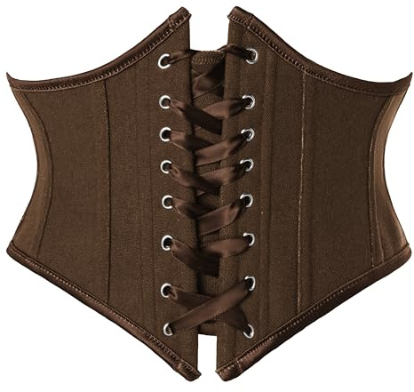 Women's Corset Belt Lace Up Underbust Renaissance Corset Brown 12